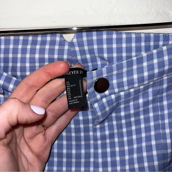 Forever 21 Blue and White Gingham Printed Skinny Leg Pants, Women’s Size Small - Picture 5 of 6